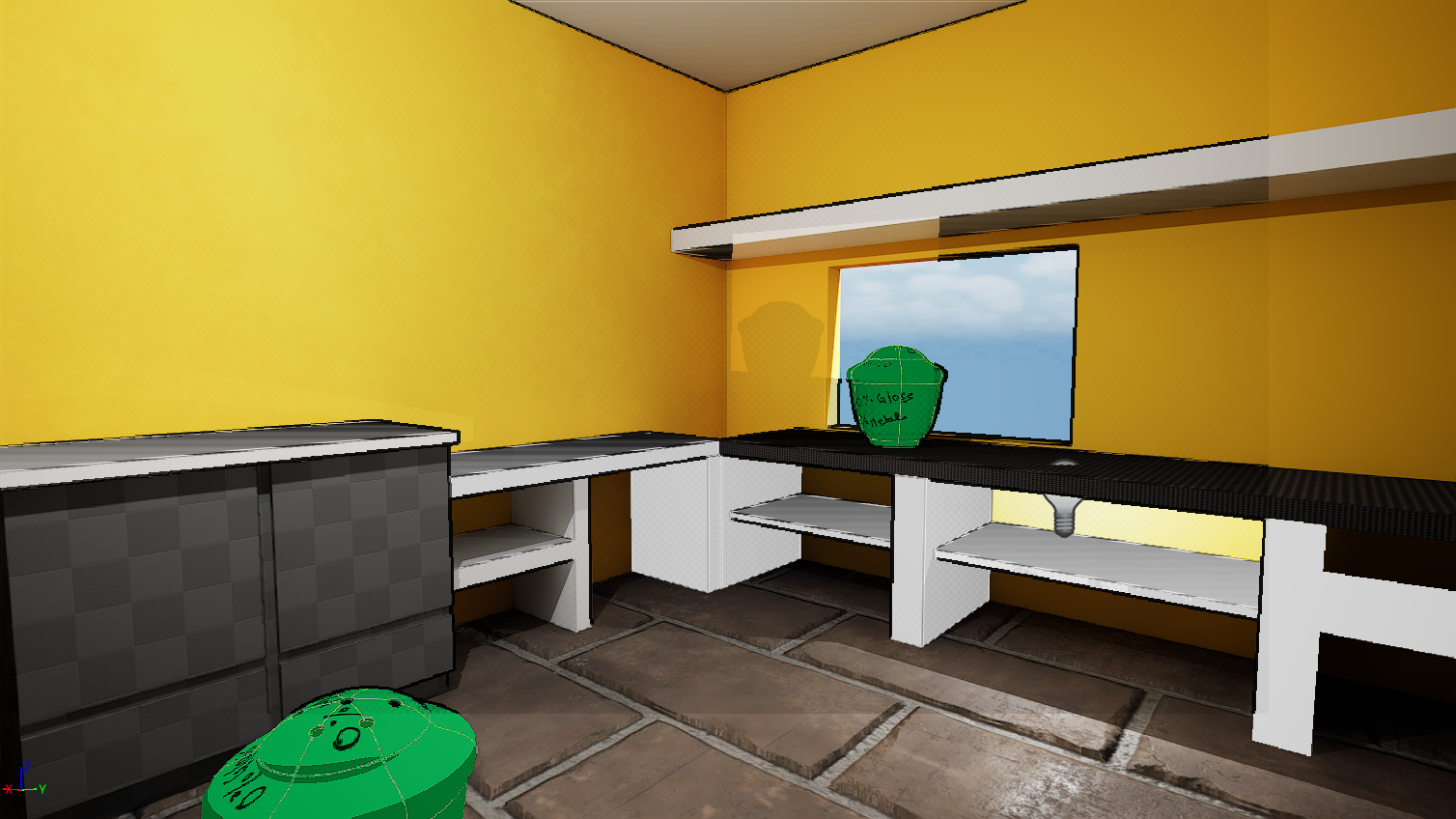 Early scene with yellow walls