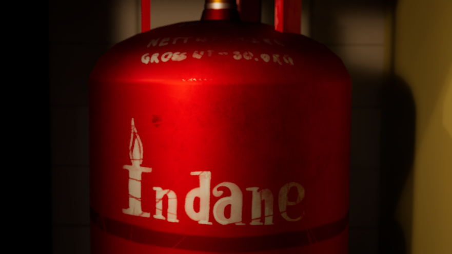 Indane gas cylinder — final textured result in UE5