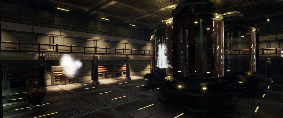 Reactor room with containment units